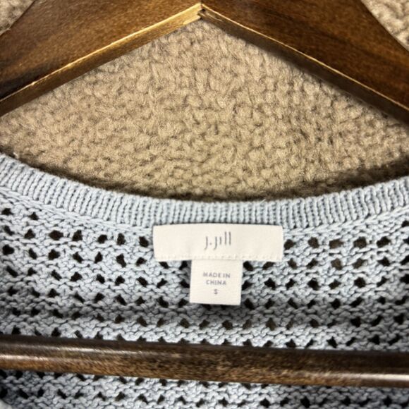 J Jill Sweater Womens Small Blue‎ Knit Lace Up Pullover Lightweight 100% Cotton - Picture 4 of 10